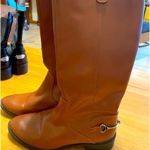 Brown leather riding boots